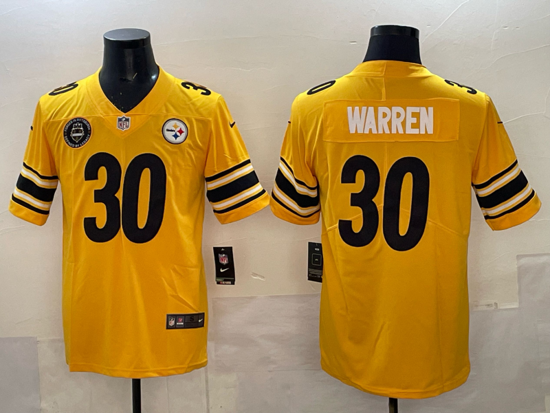 Men Pittsburgh Steelers #30 Warren yellow Nike NFL Jersey 001->san diego padres->MLB Jersey